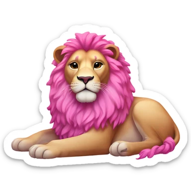 Fully Pink ombre lion lying down with glitter sticker