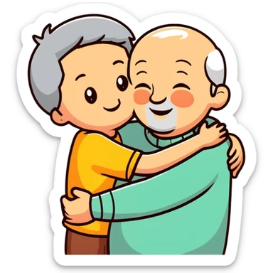 loving grandparent hugging a grandchild sticker