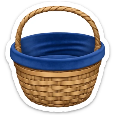 Basket with blue velvet fabric sticker