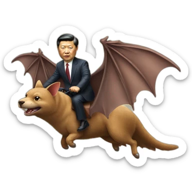 President Xi riding a animal bat with wings sticker