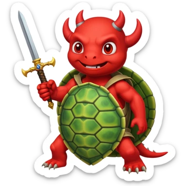 A devil in a turtle carapace add devil sword sticker