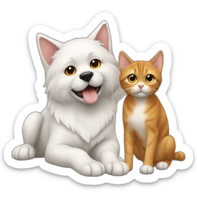 kat met een hond sticker