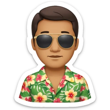 Retro 70s man  in hawaii t-shirt sticker