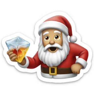 Santa clause eating a ice cube  sticker