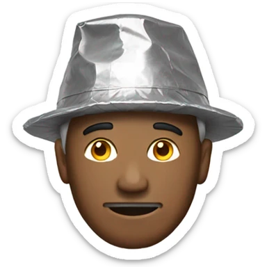 Man wearing tinfoil hat sticker