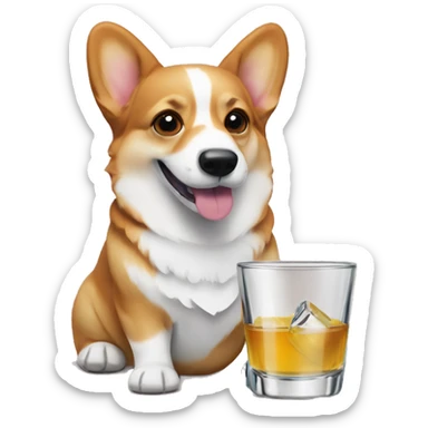 corgi drinking tequila in shot glasses sticker