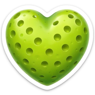 lime green heart with pickleball texture sticker