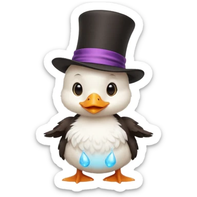 white baby duck with magician hat
 sticker
