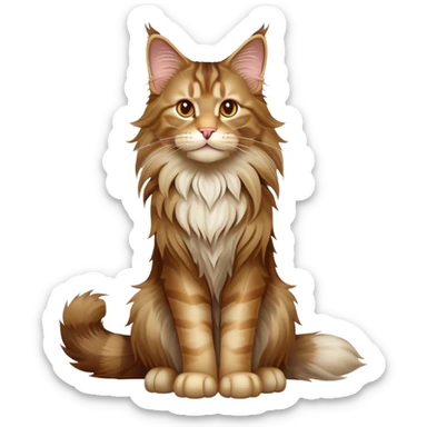 cinematic-[maine coon cat]-realistic-full-body-sitting-emoji,-tail-curled-playfully-around-its-paws,-head-tilted-dramatically,-scruffy-[maine coon]-fur,-simplified-yet-realistic-focused-features,-highly-detailed,-glowing-with-an-almost-sarcastic-glow sticker