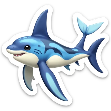 Black and white smooth glossy soft hot spotted Dialga-Orca-Sharpedo-Umbreon-Vaporeon-Pokémon-Fakémon-fusion-hybrid-creature (full body), 4-legged,  sticker