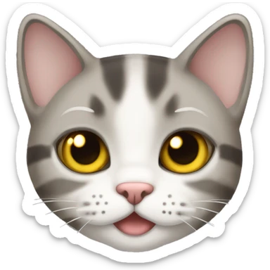 cute Scottish food cat light get with darker stripes and yellow eyes sticker