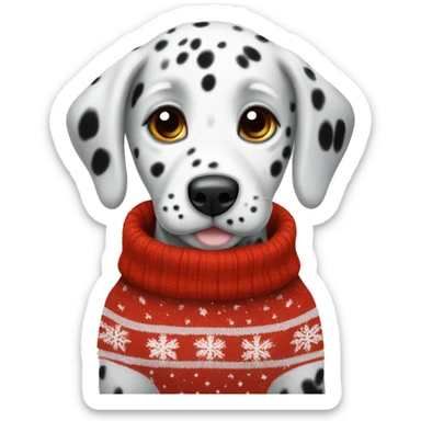 fluffy Dalmatian puppy in christmas sweater  sticker