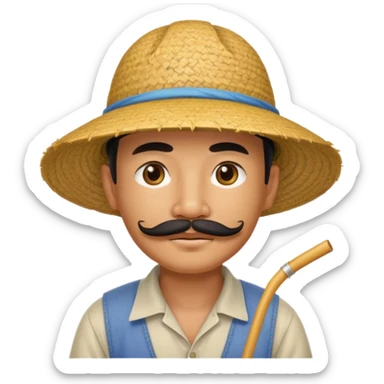 rice farmer with a chinese mustache sticker