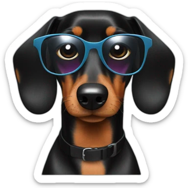 black dachshund in sunglasses head shot sticker