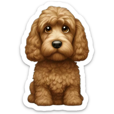 Brown Cockapoo doing maths sticker