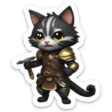 Black-palico-with leather armor and great sword sticker