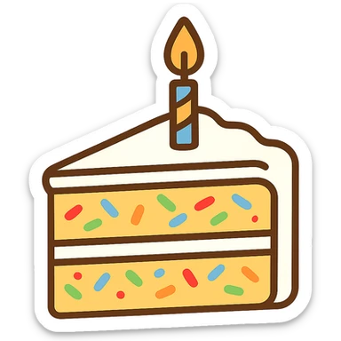 flat toon slice of funfetti birthday cake sticker