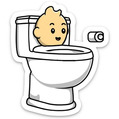 Toilet with a human head visible inside the bowl sticker