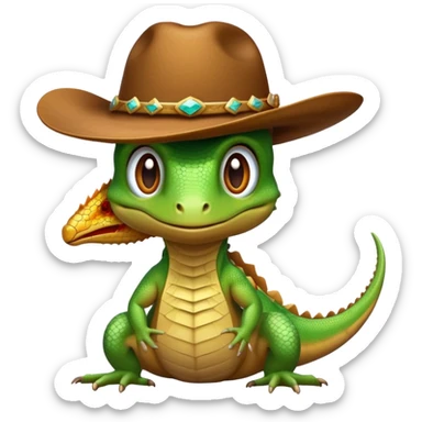 Lizard with a  cowboy hat sticker