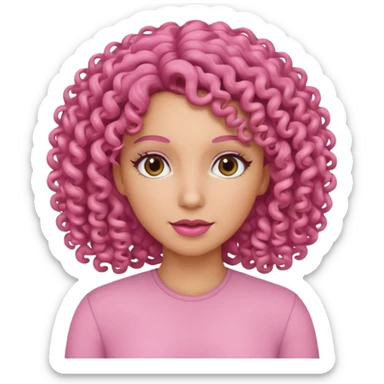 A women curly hair pink sticker