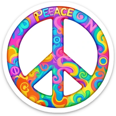 Brightly colored Psychedelic word “Peace” sticker