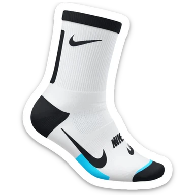 white sock, with black nike logo socks, dri-fit socks sticker