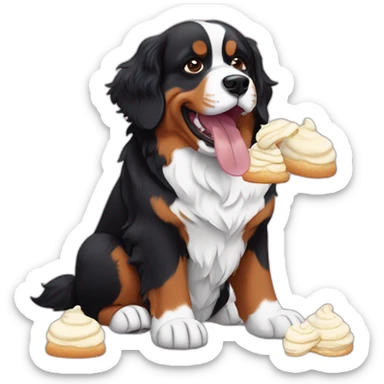 Bernese mountain dog eating meringues and cream sticker