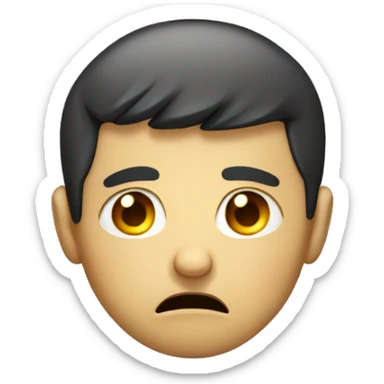 a Person looking down with fear in his face drops of perspiration sticker