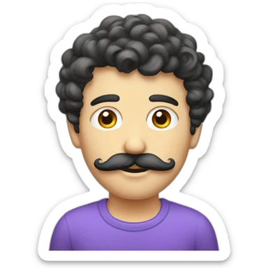 homme moustache cheuveux bouclé  sticker