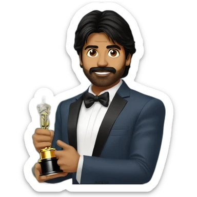 pawan kalyan holding an oscar sticker