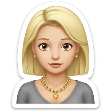 Female with Gold Necklace, grey skin,blonde hair, different expressions. sticker