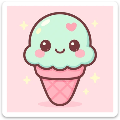 Enhance the reflections and nuances, strengthen the shine and depth of colors while maintaining the kawaii and soft style, suitable for a brand mascot. sticker