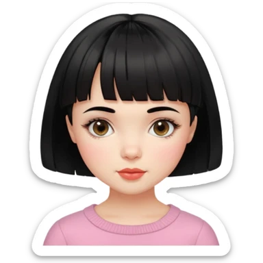 Gorgeous french girl short french haircut baby bangs black hair Amelie Beautiful Blushing Petite Girl with beautiful hair aesthetic sticker