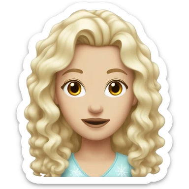 White girl with blonde wavy hair covered in ice  sticker