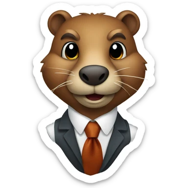 beaver with a tie sticker