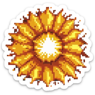 center fire explosion core, bright orange and yellow sticker