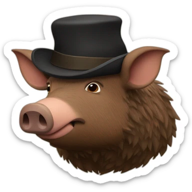 fullface brown boar tired of life with a black winter hat sticker