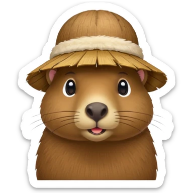 capybara with coconut shell hat sticker