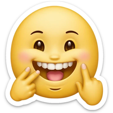 Yellow emoji finger bite with teeth in flirty manner sticker