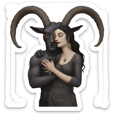 Baphomet and the lovers card sticker