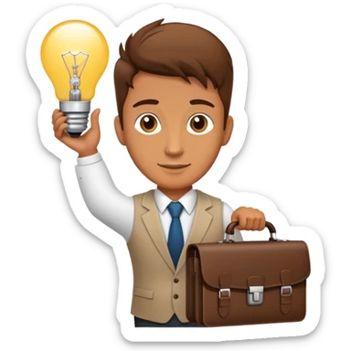 entrepreneur with briefcase and business ideas sticker