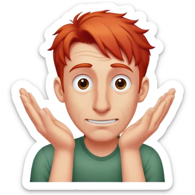 A red-haired dude with a big nose cunningly rubs his hands sticker