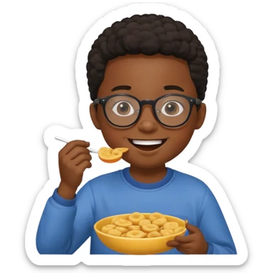 snack holding black kid with glasses on eyes sticker