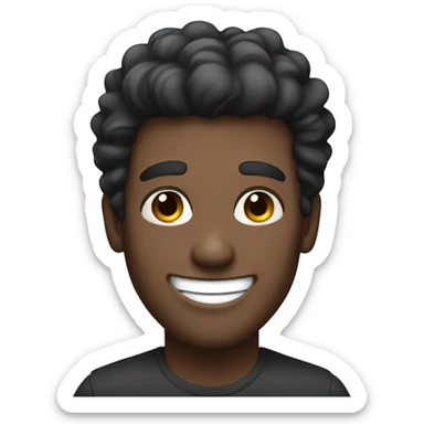 dark hair white guy with powder puff and big smile sticker