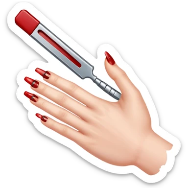 Razor blade lodged under a fingernail. sticker