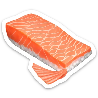 Slab of raw salmon with skin sticker