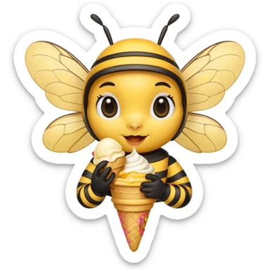 cute honeybee with ice cream in hand sticker