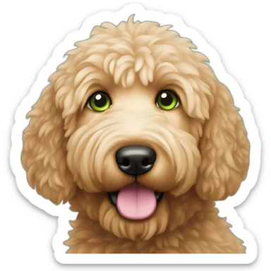 golden doodle green eyes pink nose sticker