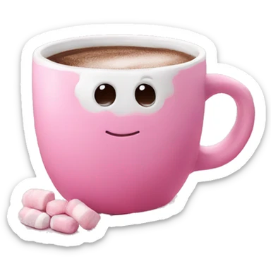 create a pink christmas mug with hot chocolate and marshmallows  sticker