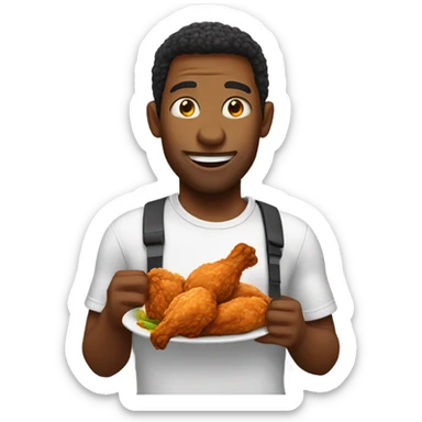 guy eating fried chicken sticker
